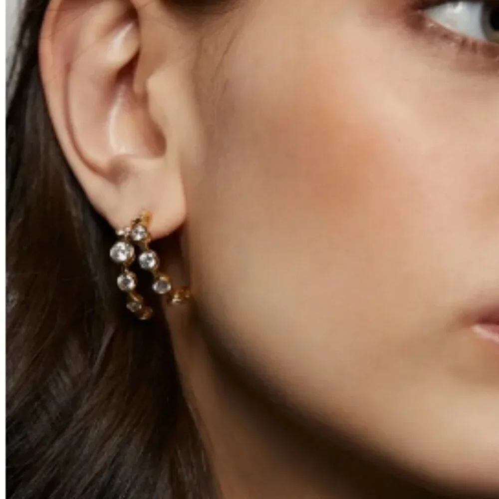 Nadri Brooklyn Cubic Zirconia Double Row Hoop Earrings – NWT